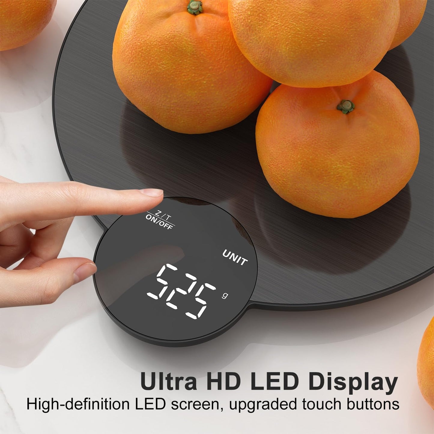 Digital Kitchen Scale with LCD Display, Batteries Included, Weighs up to 11 pounds, Black and Stainless Steel