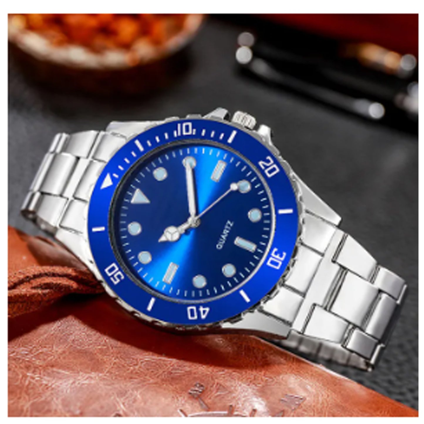 Men Fashion Simple Ghost Water Watches Stainless Steel Mesh