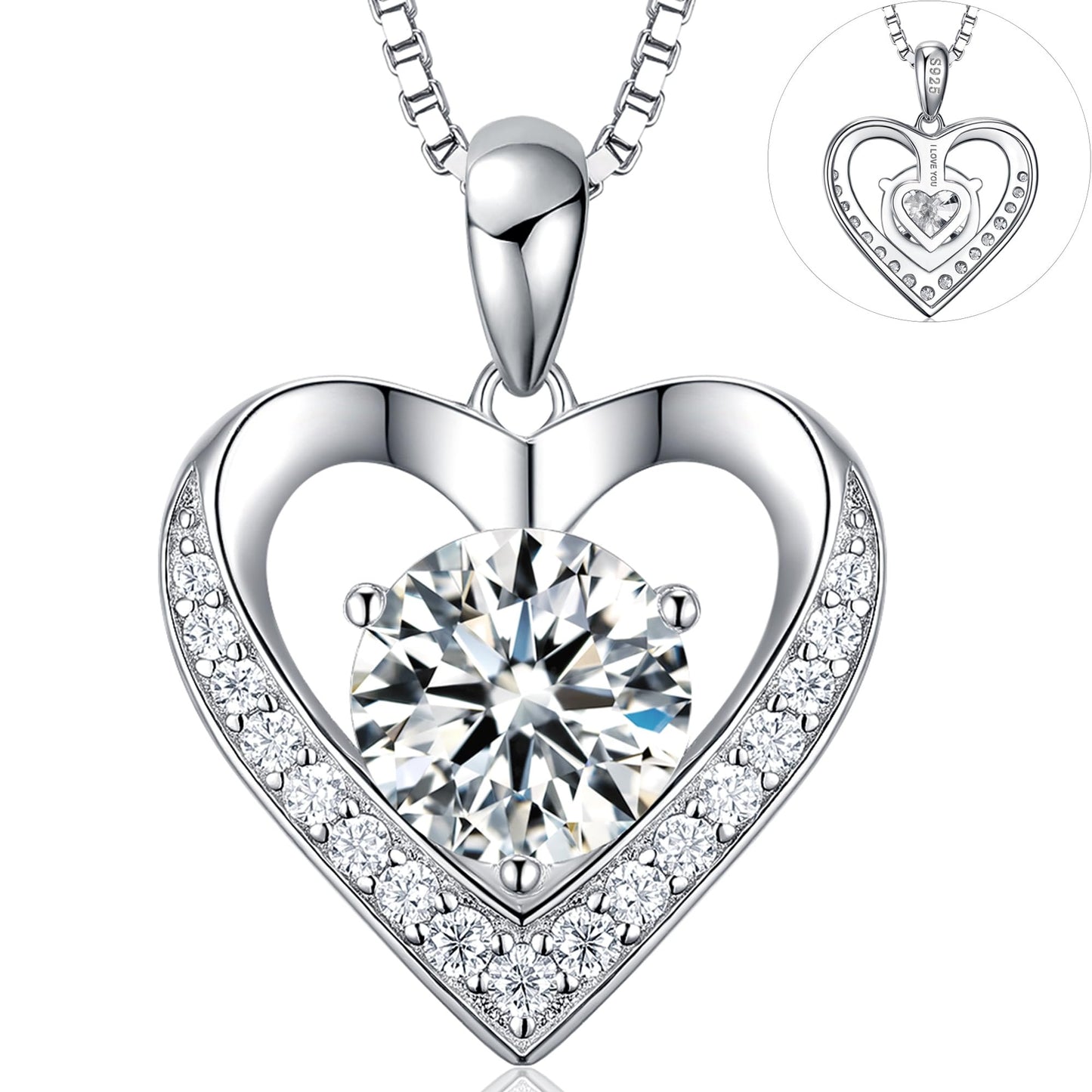 Heart Pendant Gold Necklace for Women Moissanite Lab-Created Gem