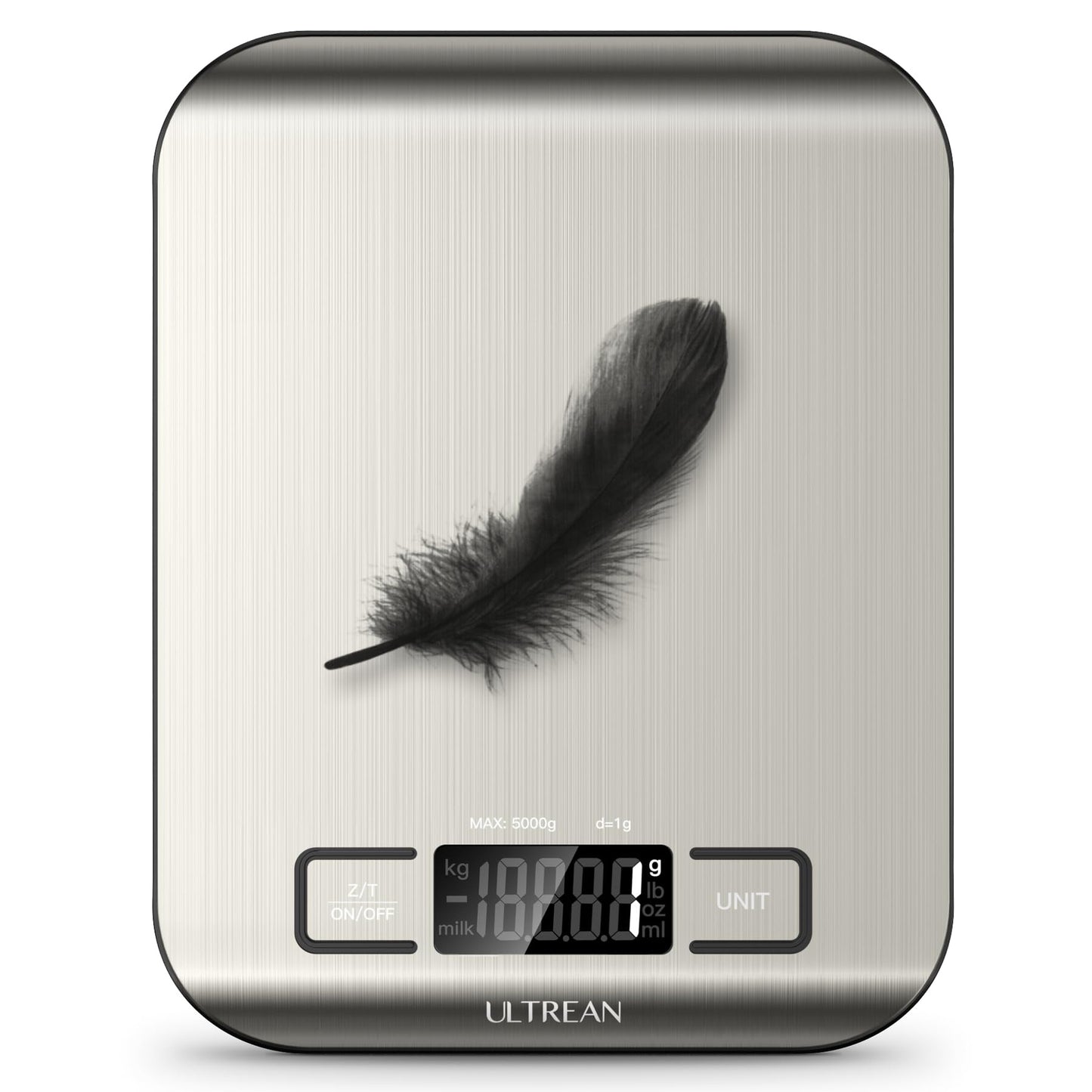 Digital Kitchen Scale with LCD Display, Batteries Included, Weighs up to 11 pounds, Black and Stainless Steel