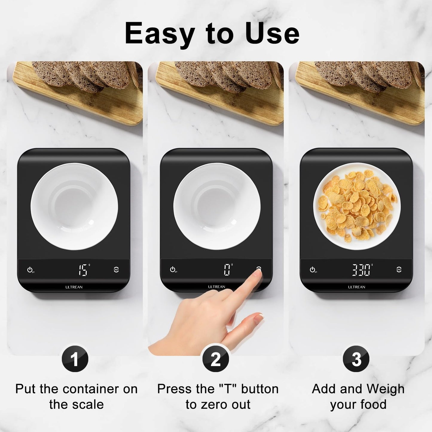 Digital Kitchen Scale with LCD Display, Batteries Included, Weighs up to 11 pounds, Black and Stainless Steel