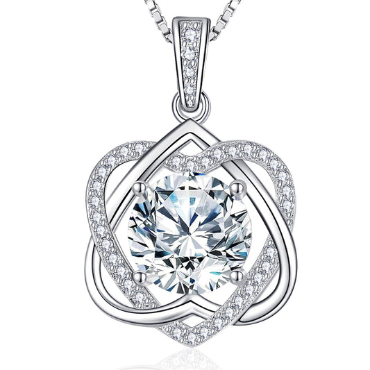 Heart Pendant Gold Necklace for Women Moissanite Lab-Created Gem