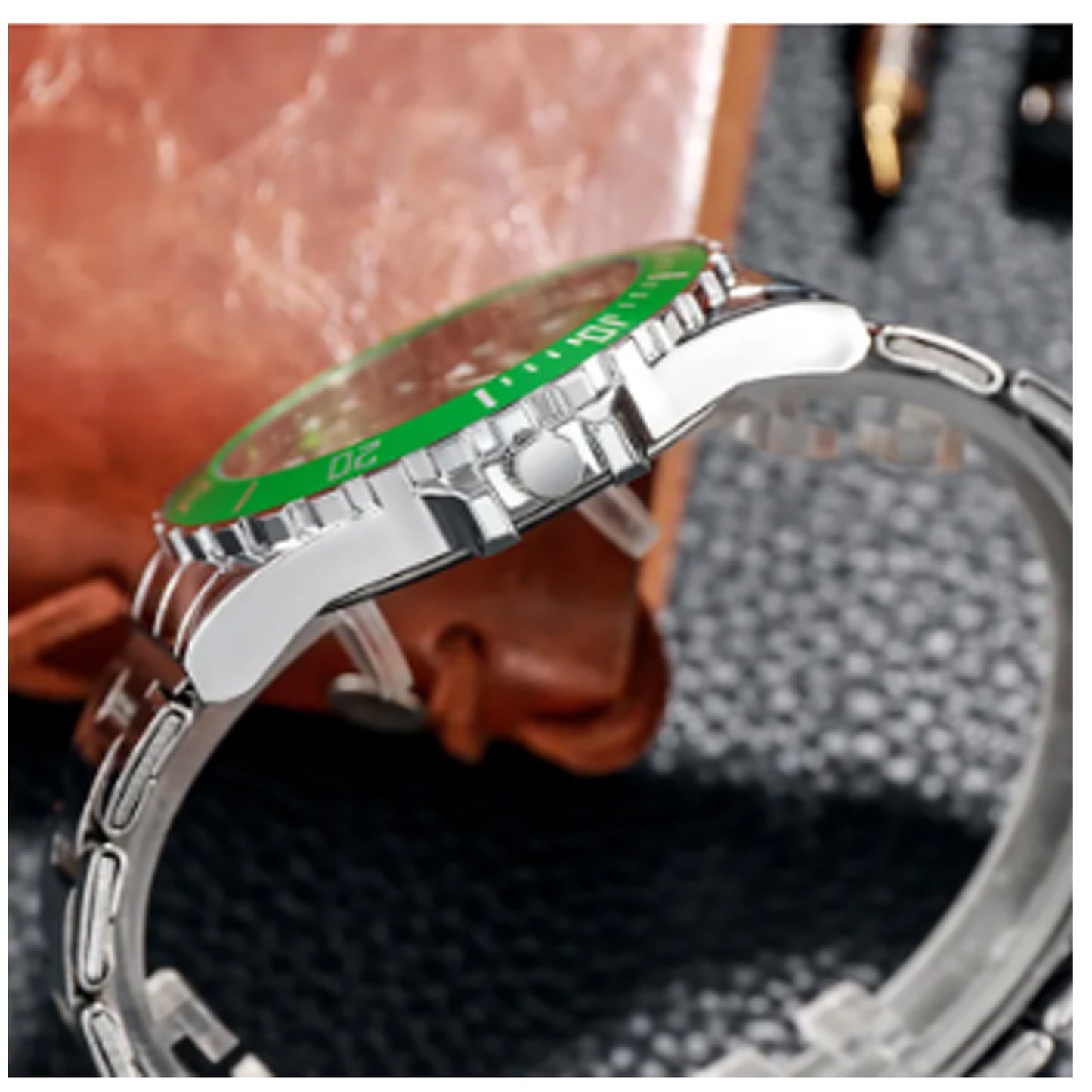 Men Fashion Simple Ghost Water Watches Stainless Steel Mesh
