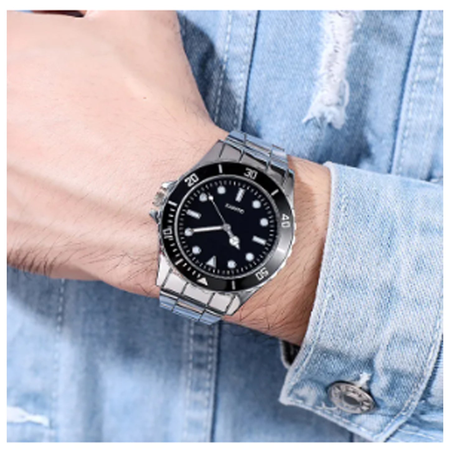 Men Fashion Simple Ghost Water Watches Stainless Steel Mesh