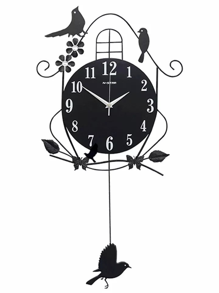 Wooden Bird Cage Wall Clock