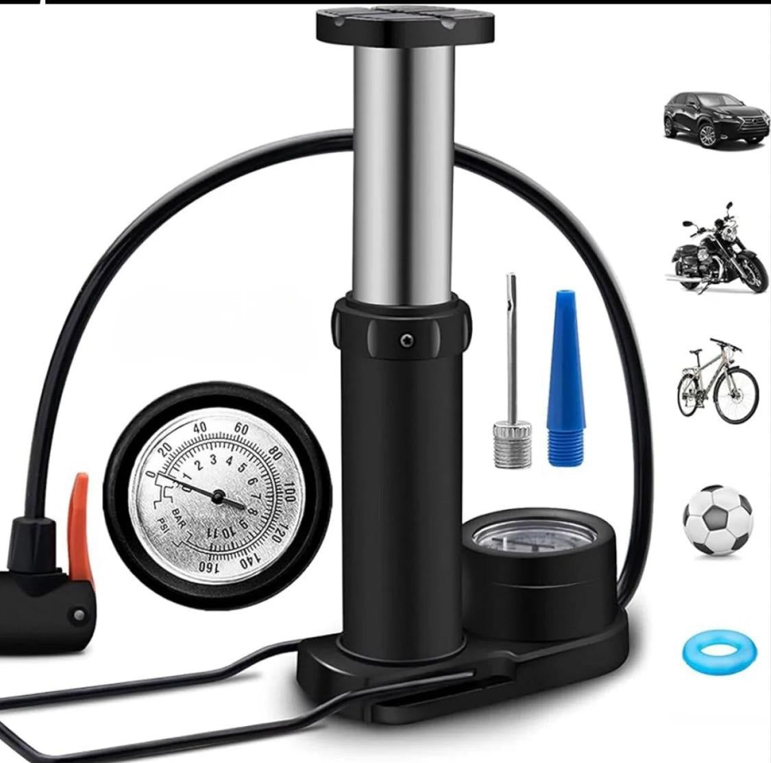 High Pressure Foot Air Pump with Gauge Heavy-Duty Foot Pump